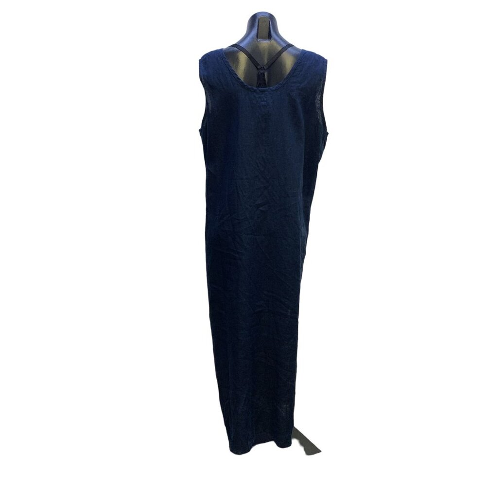 NWT Flax Womens Midnight Blue Classic Tank Maxi Linen Dress Size Large - Picture 2 of 7